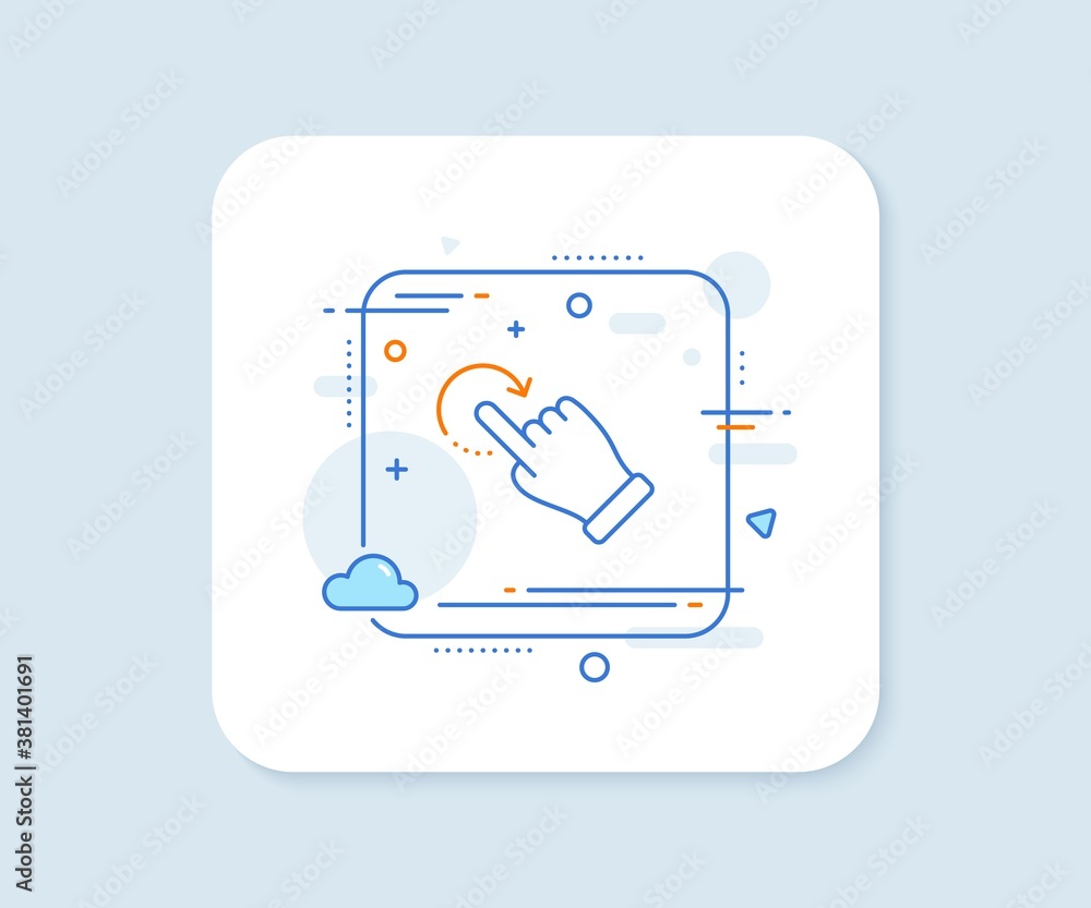 Poster rotation gesture line icon. abstract square vector button. slide arrow sign. swipe action symbol. ro