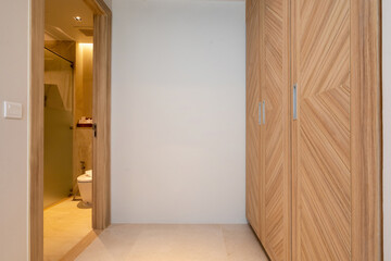 Interior design of wardrobe and cabinet in bedroom of villa, house, home, condo and apartment