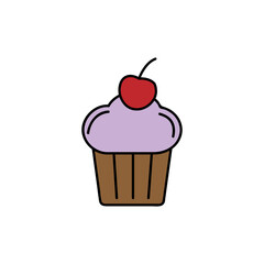 Cupcake outline icon. Color vector icon. Vector illustration.