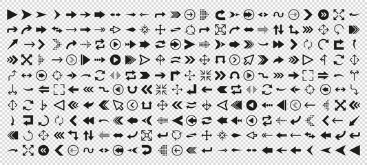 Arrows icon set in flat style on transparent background. Thin line. Web design. Vector illustration.