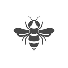 Wasp flat line icon. Black silhouette of an insect Isolated on a white background. Graphic symbol, design template for logo. Vector illustration emblem of a bee, hornet, pest, sting, honey.