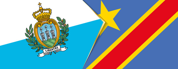 San Marino and DR Congo flags, two vector flags.