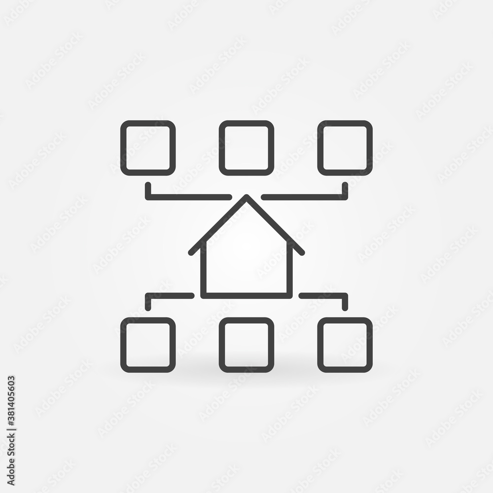 Poster work at home linear vector concept minimal icon or logo element