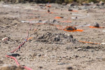 explosive wick in a quarry blasting