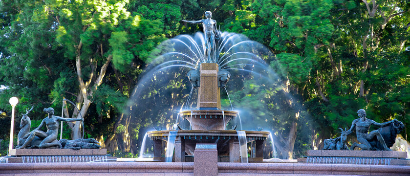 Day Long Exposure Of A Water Fountain In A Sydney Park