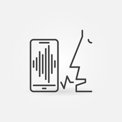 Voice Command on Smartphone vector concept icon or sign in outline style