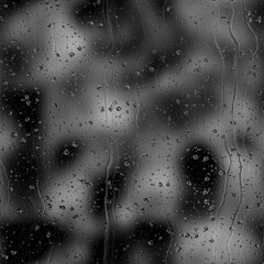 Seamless rain drop water repeat pattern on blur. High quality illustration. Realistic digital render of water droplets and drips on a blurred out pattern background. Pure water with light refraction.