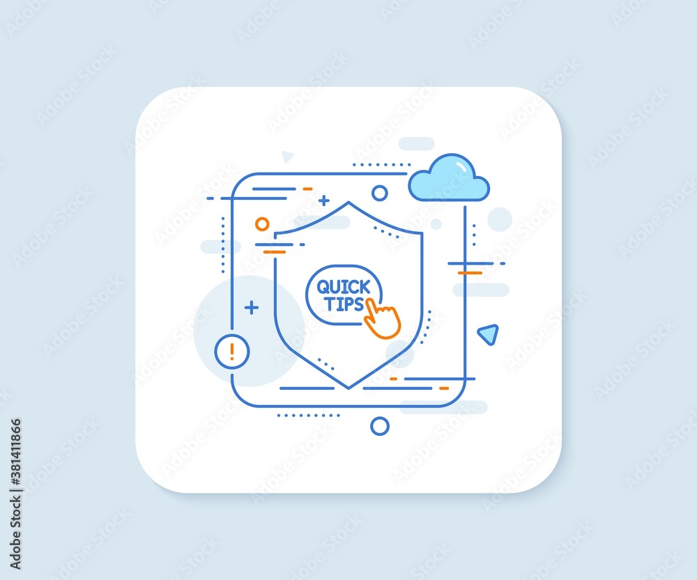 Poster quick tips click line icon. abstract vector button. helpful tricks sign. quick tips line icon. prote