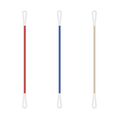 Vector set of isolated cotton cwabs/sticks. Flat graphics.