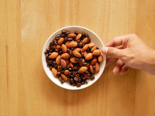 mixed almond and coffee background