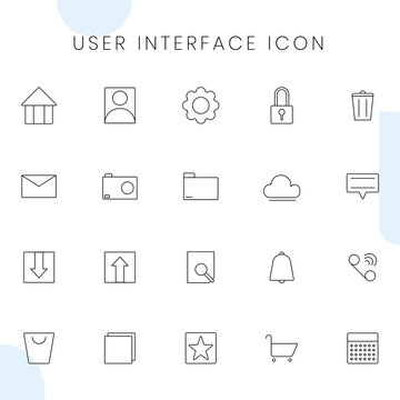 Thin line user interface icon set, communication vector concept. Design for website, infographic, logo, banner, presentation, application etc.