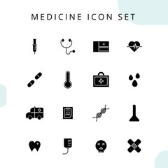 Health and medicine solid icon set, care and medical vector. Can use for logo, banner, application, website, infographic etc.