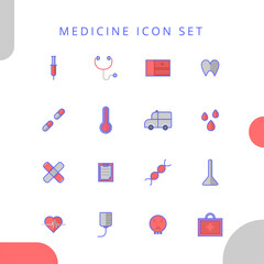 Filled line health and medicine icon set, care and medical vector. Can use for logo, banner, application, website, infographic etc.