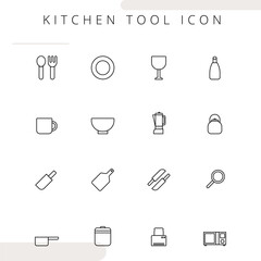 Kitchen tools line icon set, vector illustration. Design for website, application, infographic, presentation, logo, banner etc.