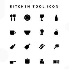 Kitchen tools solid icon set, vector illustration. Design for website, application, infographic, presentation, logo, banner etc.