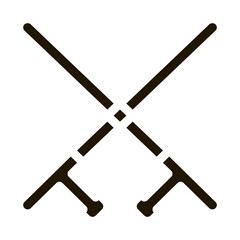 Crossed Police Batons glyph icon vector. Crossed Police Batons Sign. isolated symbol illustration