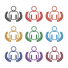 Laurel excellence man icon, color set