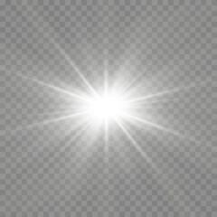 White glowing light. Beautiful star Light from the rays