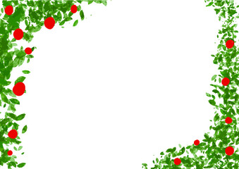 Frame from various leaves on a white background with space Green floral background