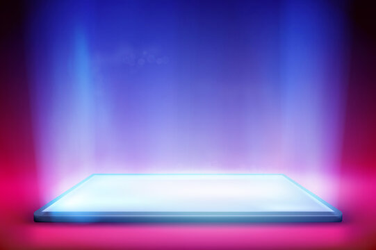 Smartphone light screen. Computer or tablet display. Colorful background. Vector illustration.
