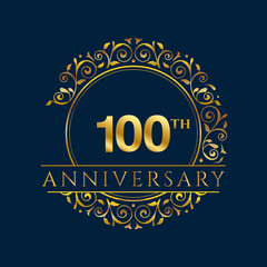 100 years anniversary invitation card template isolated vector illustration. Ten years Black greeting card template