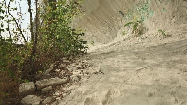 Chalk wall above Bechir's Gorge near Soroca, Moldova