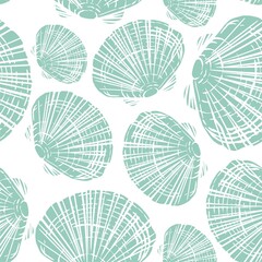 Sea shells simple retro color seamless pattern. Ocean nature background