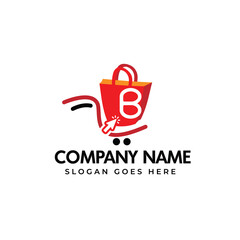 Creative Modern B letter shop cart/store logo design template vector eps
