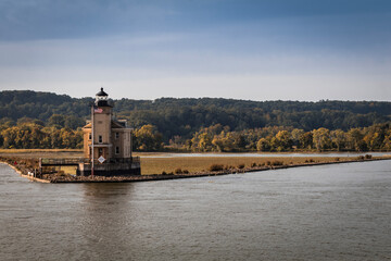 Rondout Lighthouse on the Hudson River, Kingston, NY, in early fall