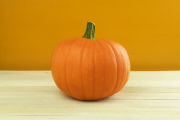 Fresh and yellow pumpkin as background for text
