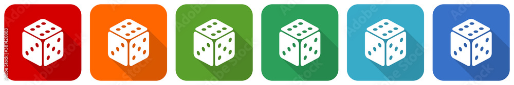 Poster game icon set, flat design vector illustration in 6 colors options for webdesign and mobile applicat