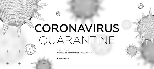 Coronavirus disease 2019 COVID-19, Wuhan Novel coronavirus pneumonia, SARS-CoV-2 virus infection cell 3d shape for epidemic danger China pathogen respiratory influenza, pandemic placards, EPS10 vector