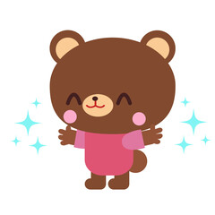 手をあげて嬉しそうにするクマイラスト