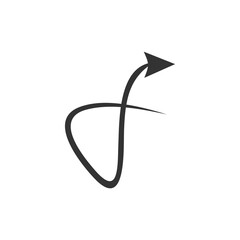 Doodle arrow icon. Black handmade curve arrow vector illustration. Isolated on white.