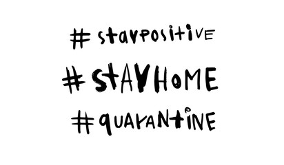 Coronavirus covid-19 calligraphic hand written vector isolated lettering illustrations for quarantine design. Eps10.