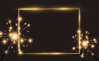 Vector illustration of a gold frame on a transparent background.	
