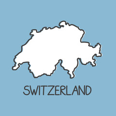 outline of Switzerland map- vector illustration