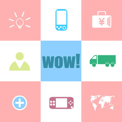 wow text, global communication concept . Can be used for workflow layout, diagram, business step options, banner