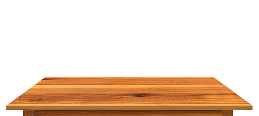 Wooden tabletop isolated on white background empty rustic wood table for montage product display or design key visual layout,with clipping path.