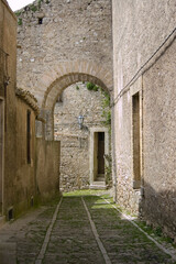 Fototapeta na wymiar Medieval street in Erice, Sicily region, Italy