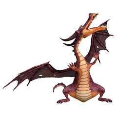 3D Rendering Fairy Tale Dragon on White