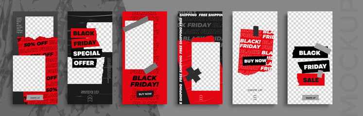 Black Friday Sale. Trendy editable Instagram Stories template. Design  for social media. 