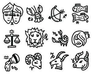 Zodiac signs - doodles set