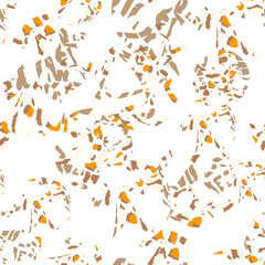 Abstract art leopard style vector seamless pattern. Spotted beige, cream and orange contours like animal skin on white background. Softness template for design, textile, wallpaper, carton.