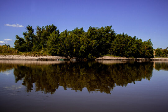Quiet river view with reflection in Gualeguay, Entre Rios