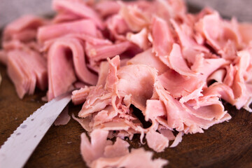 natural ham on a chopping board