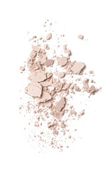 Fototapeta na wymiar Beige cosmetic or make up powder isolated on white. 