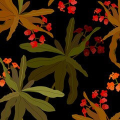 illustration with flowers in an dark background.