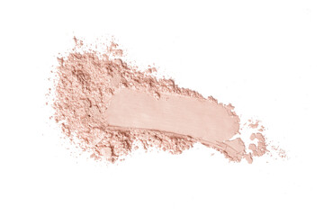 Beige cosmetic or make up powder isolated on white.	