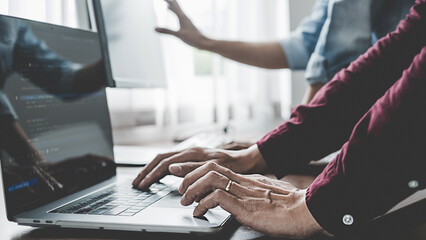 Programmer working in a software development and coding technologies. Website design. Technology concept.